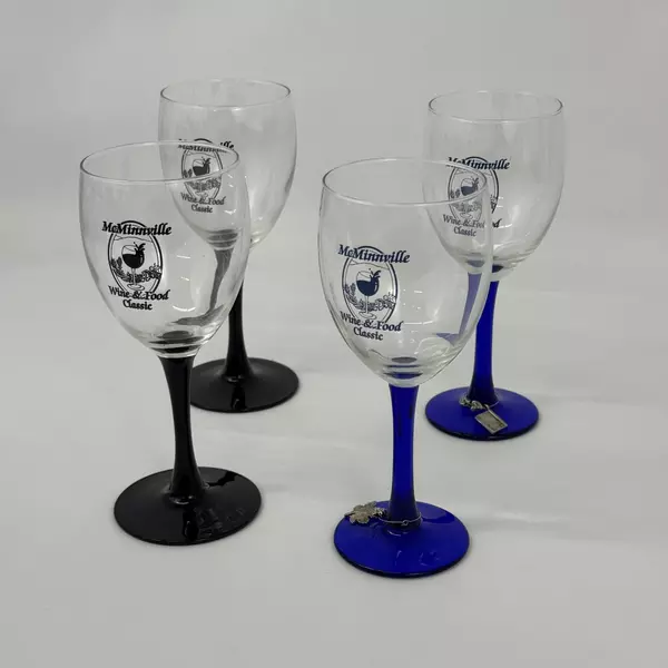 4 Crystal Wine Glasses Advertising The McMinnville Oregon Wine And Food Classic