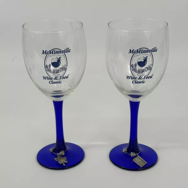 4 Crystal Wine Glasses Advertising The McMinnville Oregon Wine And Food Classic