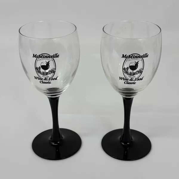 4 Crystal Wine Glasses Advertising The McMinnville Oregon Wine And Food Classic