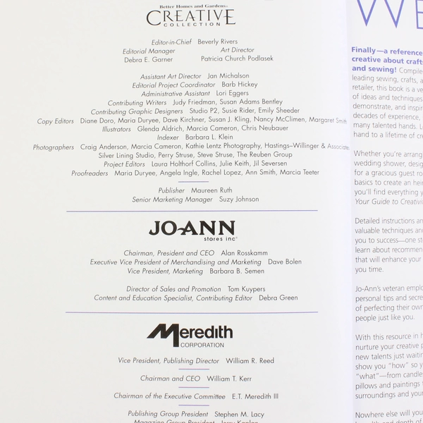 JoAnn Your Guide To Creativity Better Homes and Gardens Hardcover