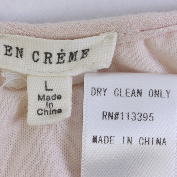 En Creme Embroidered Pale Pink Long-Sleeve Boho Blouse Women's Size Large