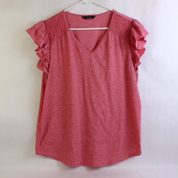 Dokotoo Pink Short Butterfly Sleeve V-Neck Top Women's Size XL