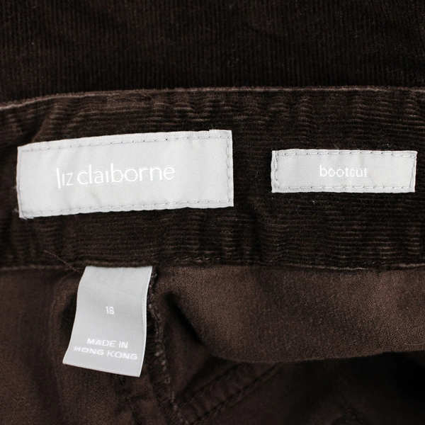 Liz Claiborne Dark Brown Bootcut Corduroy Pants Women's Size 16