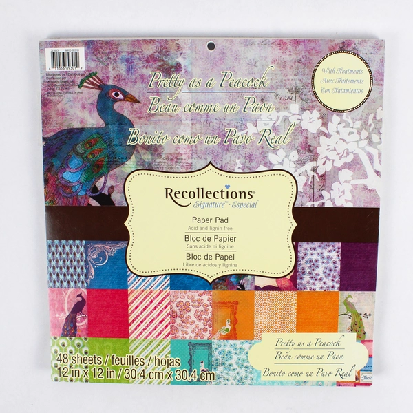 New Recollections Pretty As A Peacock Scrapbooking Paper Pad 12" x 12" 48 Pages
