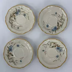 Mikasa Blue Daisies Saucers Set of 4 Excellent Condition 6 1/4”
