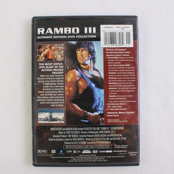 Rambo III Starring Sylvester Stallone 1988 DVD Ultimate Edition