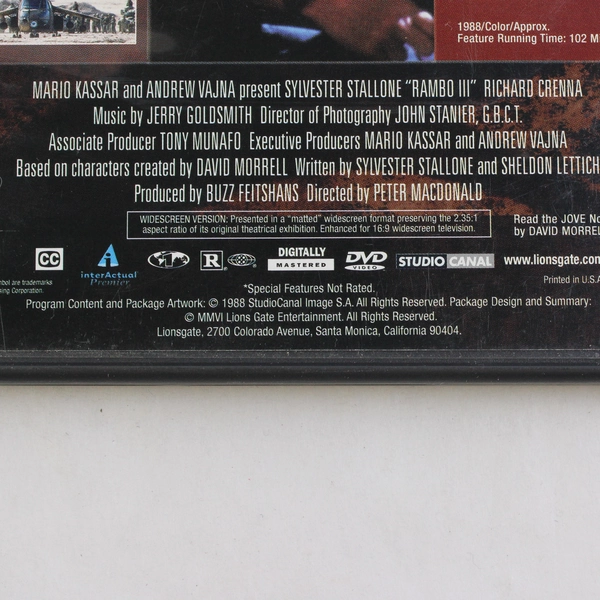 Rambo III Starring Sylvester Stallone 1988 DVD Ultimate Edition