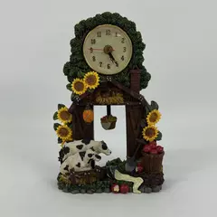 Resin Pendulum Clock Cows And Barn Farm Scene
