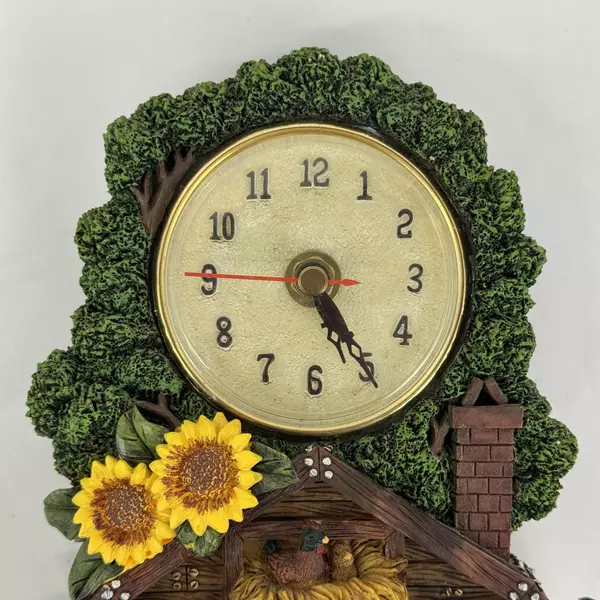 Resin Pendulum Clock Cows And Barn Farm Scene