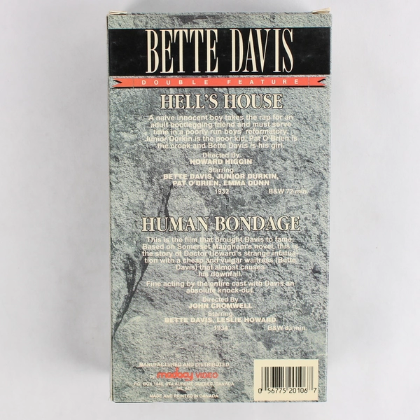 Bette Davis VHS Tapes Hell's House 1932 & Human Bondage 1934 Vintage