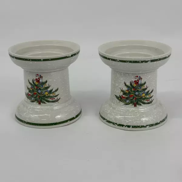 2 Mikasa Christmas Treats 4 Inch Pillar Candle Holder