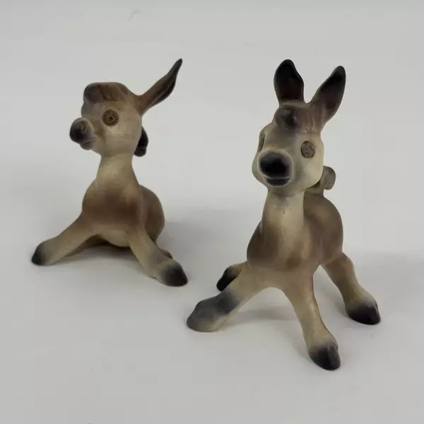 Set of 2 Vintage Ceramic Donkey Figurines