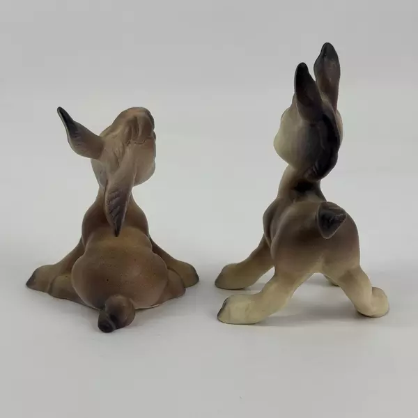 Set of 2 Vintage Ceramic Donkey Figurines