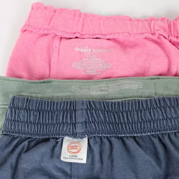Lot of 3 Girls' Shorts Size Small 6/6X Pink Green Blue