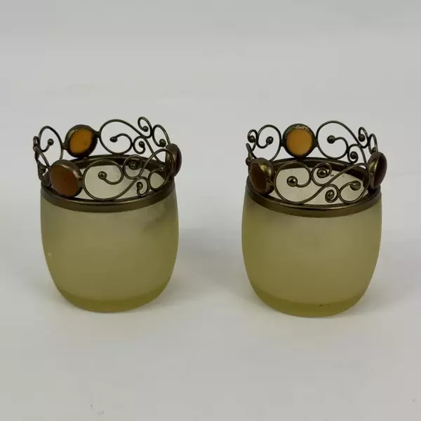Set of 2 Vintage PartyLite Paris Retro Votive Candle Holders P7673