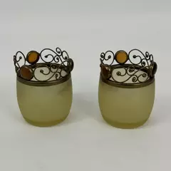Set of 2 Vintage PartyLite Paris Retro Votive Candle Holders P7673