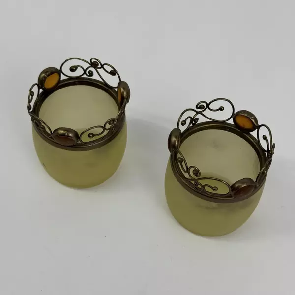 Set of 2 Vintage PartyLite Paris Retro Votive Candle Holders P7673