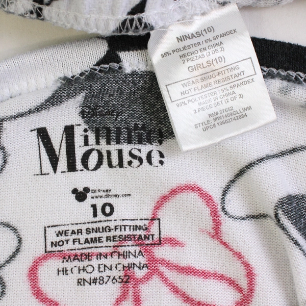 2 Piece Disney Minnie Mouse Pajama Set Girl's Size 10