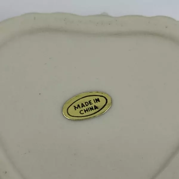 Heart Shaped Trinket Box Adorned With Pearls And Embossed w/ Holly Sprig