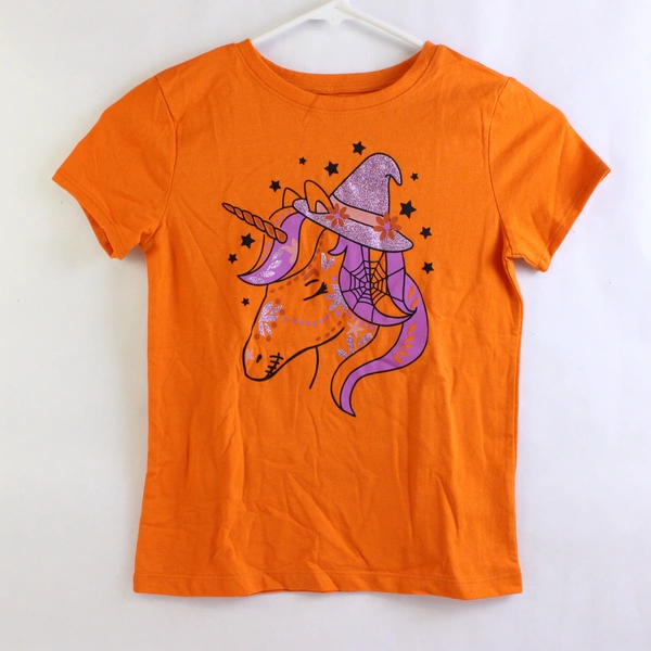 Wonder Nation Halloween Unicorn Graphic T-Shirt Girl's Size Medium 7-8