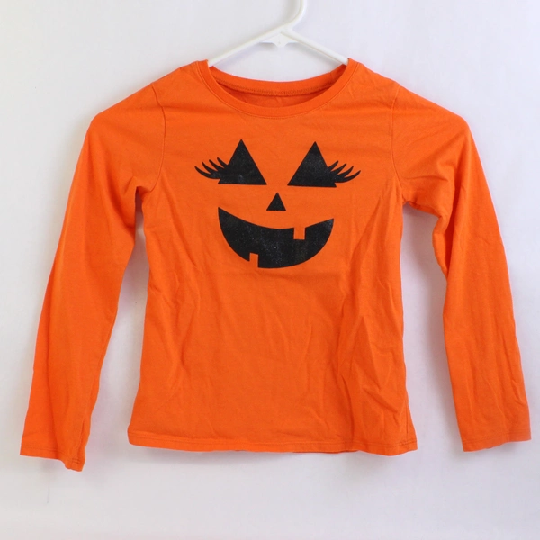 Btween Halloween Jack-O-Lantern Orange Long-Sleeve T-Shirt Girl's Size 7