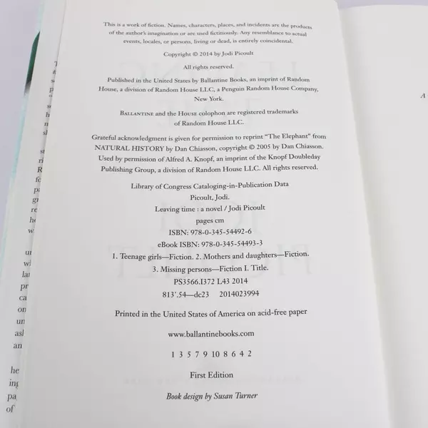 Leaving Time A Novel by Jodi Picoult Hardcover Fiction Book