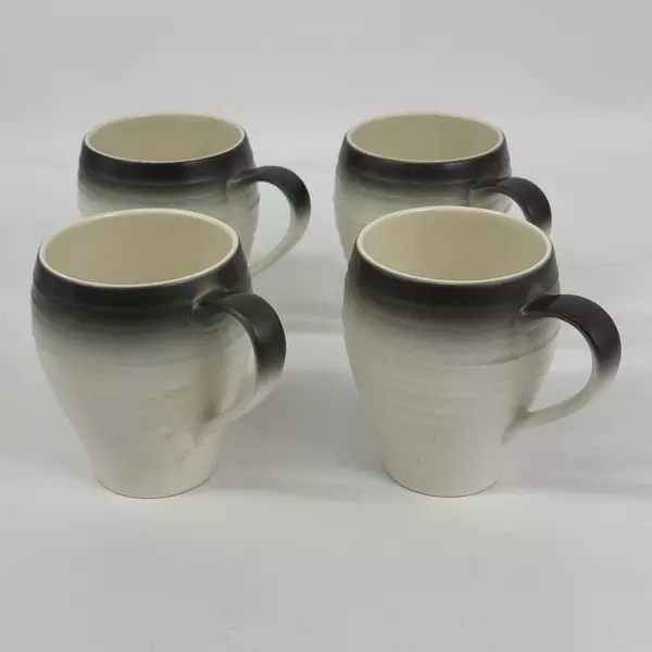 Set of 4 Mikasa Swirl Ombre Graphite Mugs 18 oz Coffee Cups Mugs Ceramic