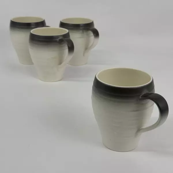 Set of 4 Mikasa Swirl Ombre Graphite Mugs 18 oz Coffee Cups Mugs Ceramic