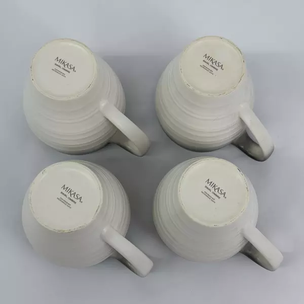 Set of 4 Mikasa Swirl Ombre Graphite Mugs 18 oz Coffee Cups Mugs Ceramic
