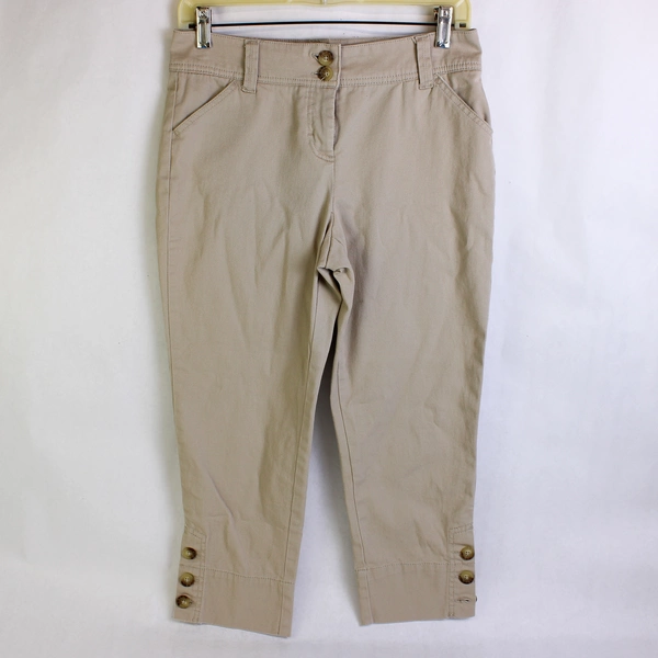 Charter Club Beige Capri Pants Button Accents Women's Size 4P