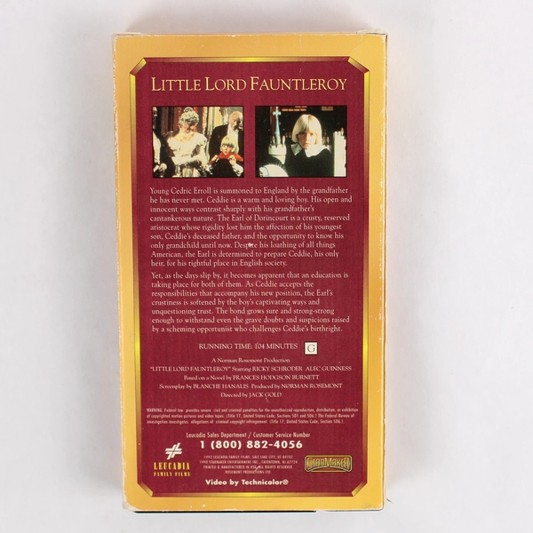 Little Lord Fauntleroy VHS Tape 1992 Film