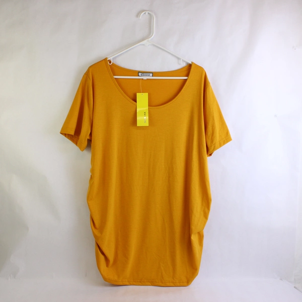 NWT Ginkana Mustard Yellow Ruched Maternity T-Shirt Women's Size 2XL