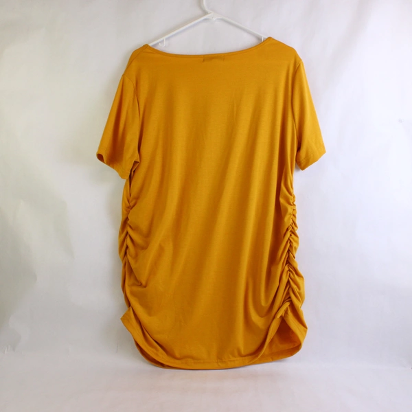 NWT Ginkana Mustard Yellow Ruched Maternity T-Shirt Women's Size 2XL