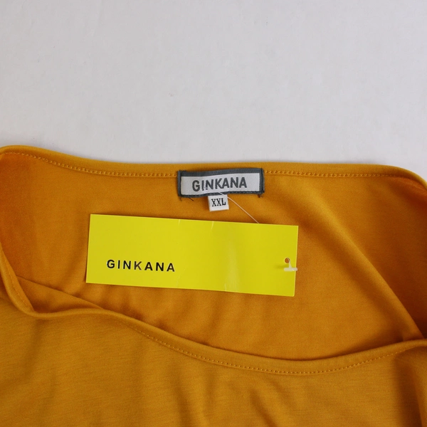 NWT Ginkana Mustard Yellow Ruched Maternity T-Shirt Women's Size 2XL