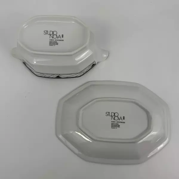 Studio Nova Synthesis White Gravy Boat And Underplate With Black Trim