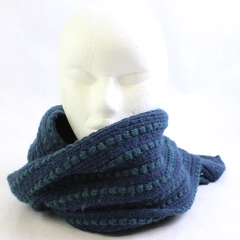 Blue and Green Striped Knit Scarf 9" x 62"