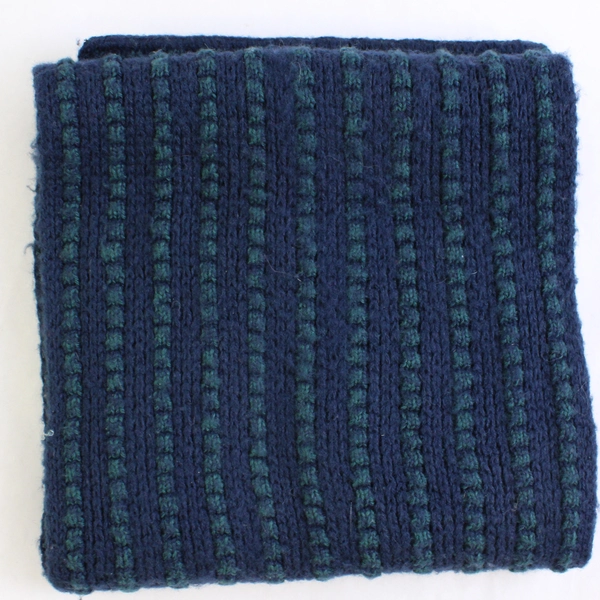 Blue and Green Striped Knit Scarf 9" x 62"