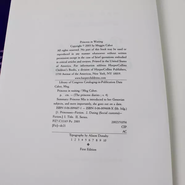 Princess in Waiting by Meg Cabot 2003 Hardcover Young Adult Fiction