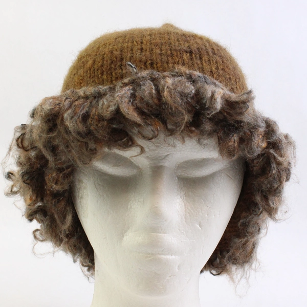 Women's Handmade Brown Knit Beanie Hat One Size