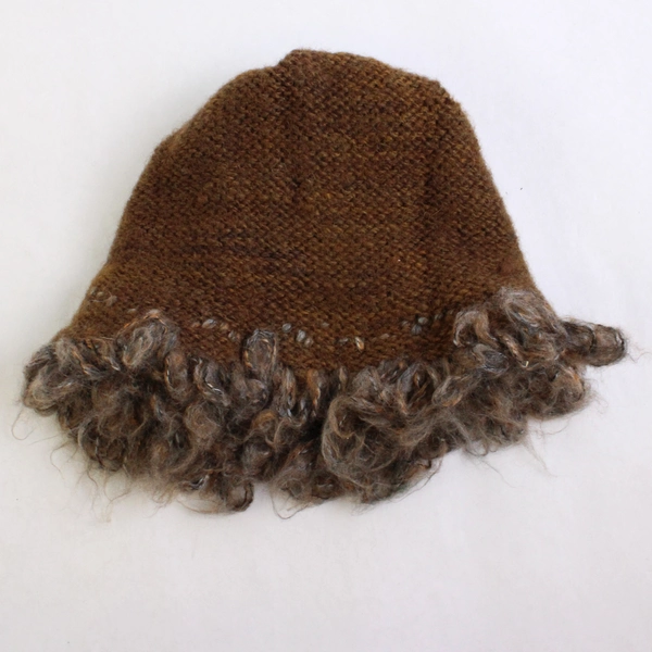 Women's Handmade Brown Knit Beanie Hat One Size