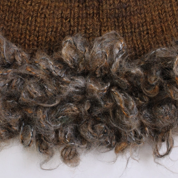 Women's Handmade Brown Knit Beanie Hat One Size