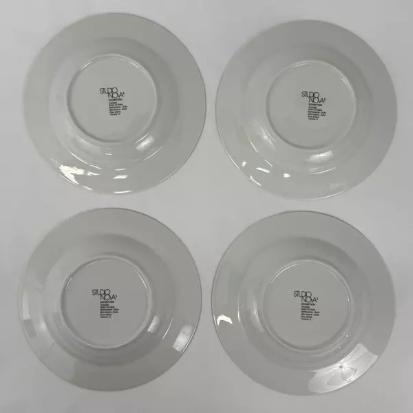 4 Studio Nova Exhibition Wide Rim Soup Bowls 9 Inch Black Blue Taupe Ribbed