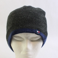 Tommy Hilfiger Gray and Blue Acrylic Knit Beanie Adult One Size
