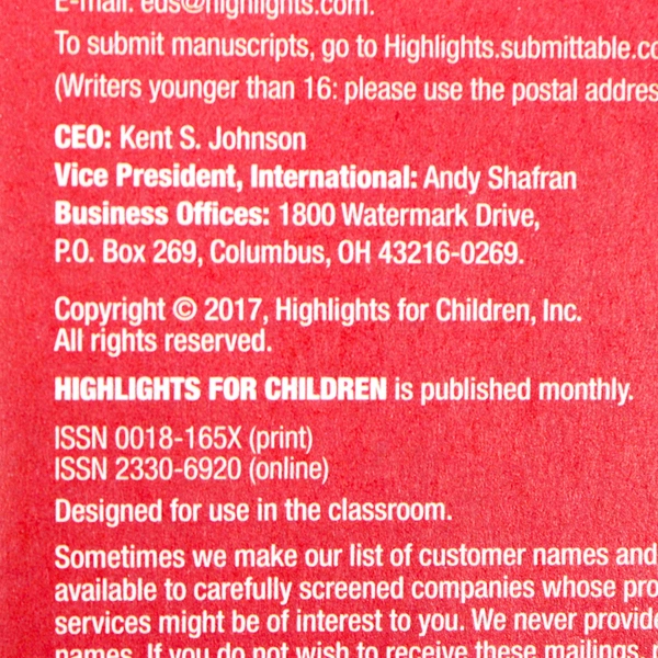 Highlights Magazine for Children April 2017 Scrub-A-Dub