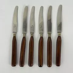 Set of 6 J A Henckel's Friodur 8 Inch Dinner Knives With Wood Handles