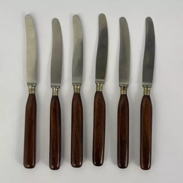 Set of 6 J A Henckel's Friodur 8 Inch Dinner Knives With Wood Handles