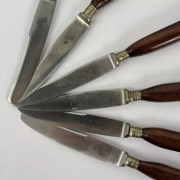 Set of 6 J A Henckel's Friodur 8 Inch Dinner Knives With Wood Handles
