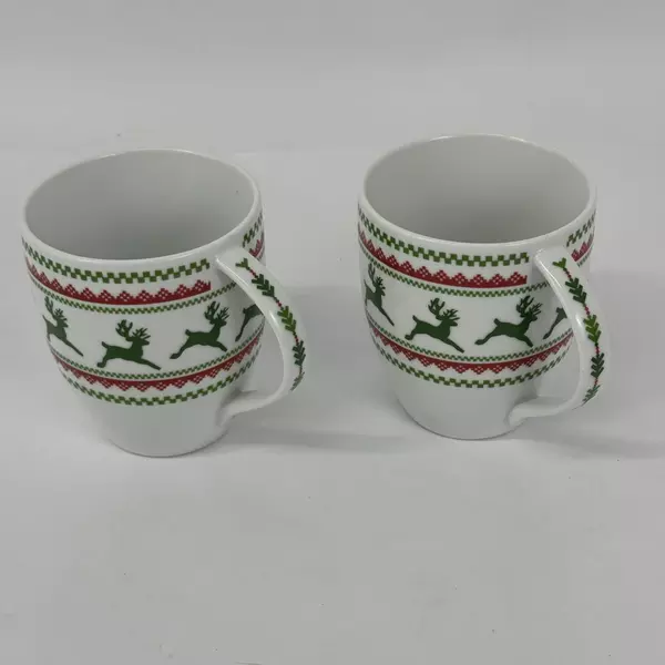 2 Studio Nova Winterland Reindeer China Coffee Mugs