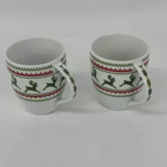 2 Studio Nova Winterland Reindeer China Coffee Mugs