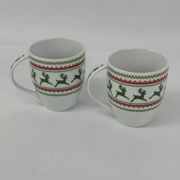 2 Studio Nova Winterland Reindeer China Coffee Mugs
